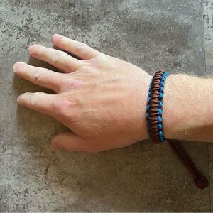 Paracord Bracelet NEW Brown Blue Adjustable Unisex Sporty Handmade USA